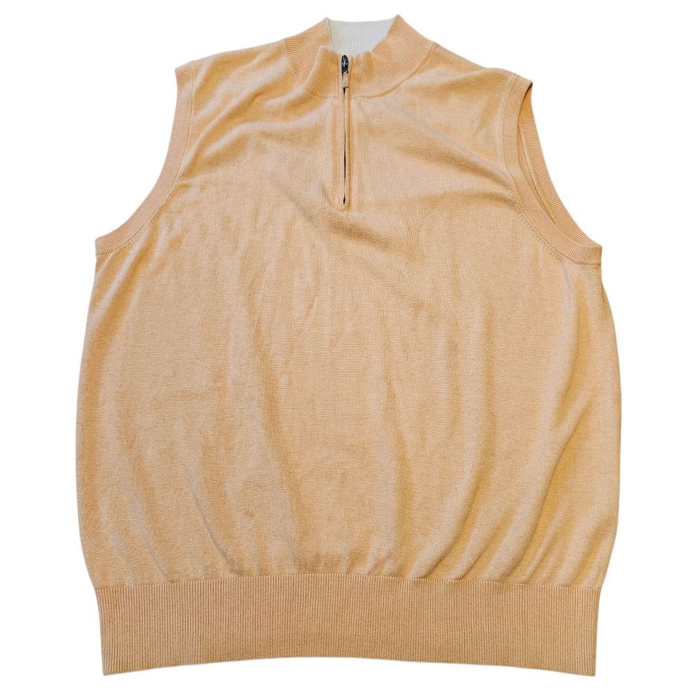 Peter Millar Peach Forsyth Country Club Silk Blend 1/4 Zip Sweater Vest. Sz. L